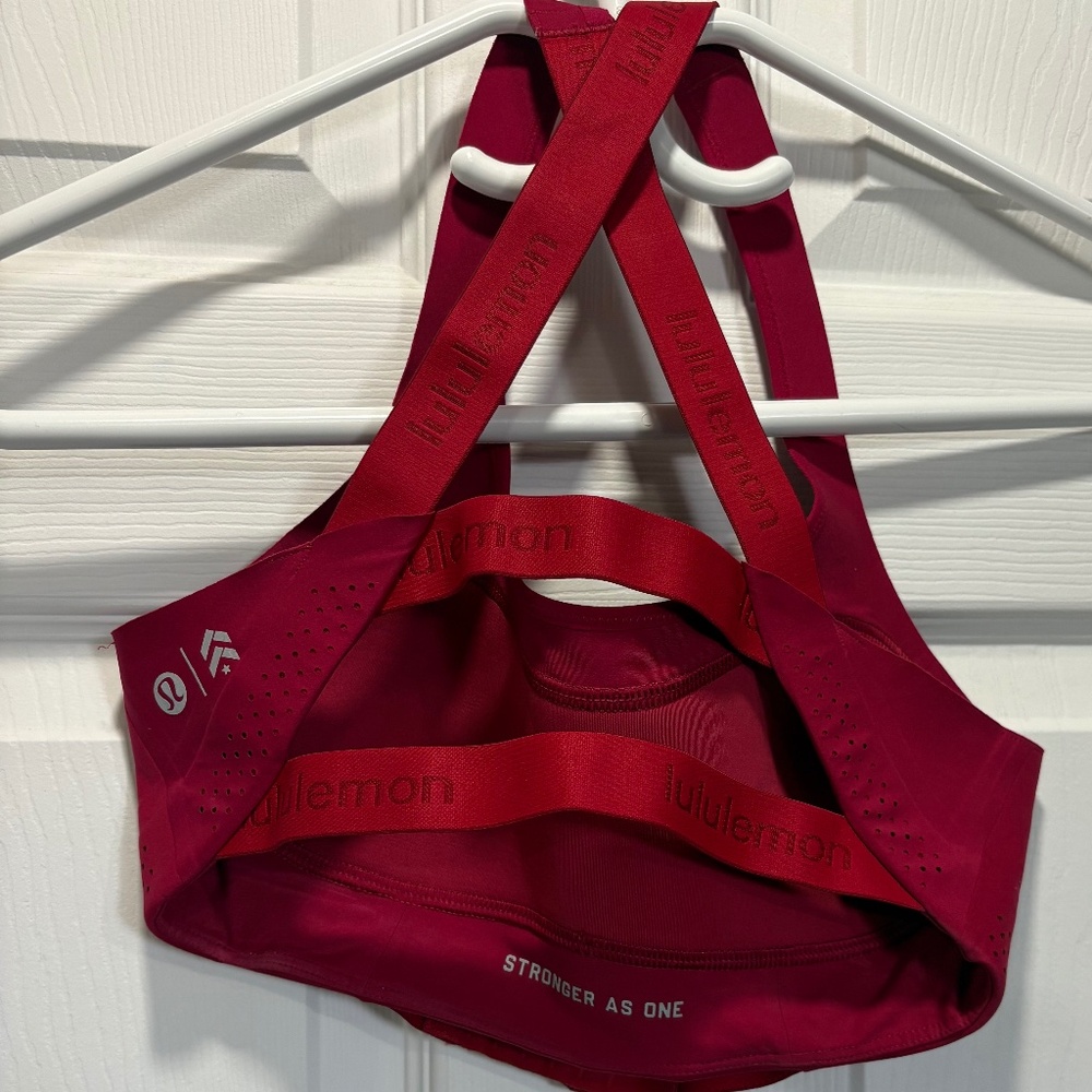 Lululemon Enlite Sports Bra Red High Support Running Bra Front Clasp